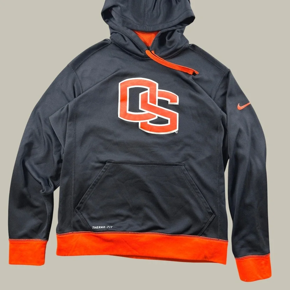 Nike Hoodie Men M Black Oregon State Beavers NCAA Therma Fit Pullover Sweatshirt